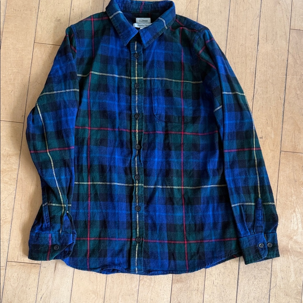 L.L. Bean women’s Casual Blue and Green Plaid Shirt